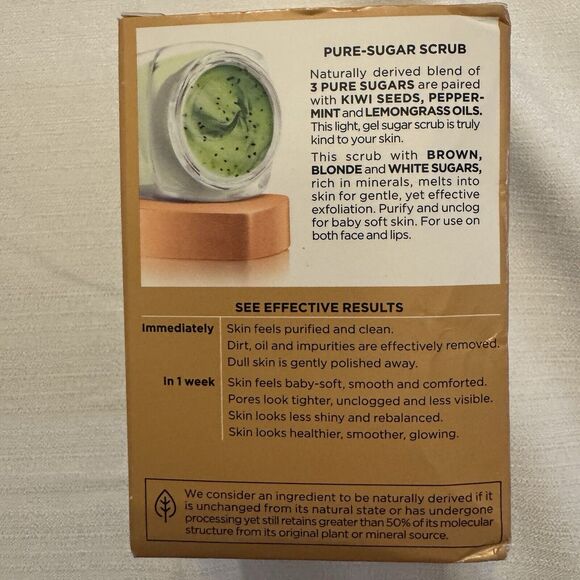 L'Oreal Paris Pure Sugar Scrub Purify & Unclog 3 Pure Sugars + Kiwi 1.7 oz ~NEW~ - Picture 2 of 5